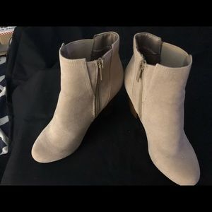 Faux suede booties
